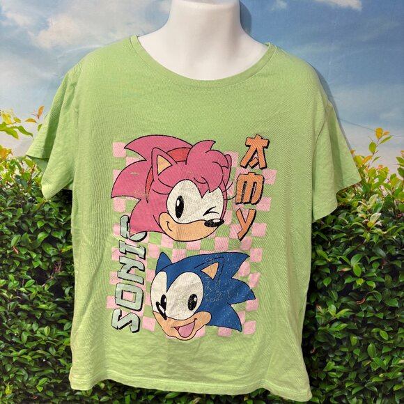 Sonic the Hedgehog H&M Girls Size 8-10 Mint Green Graphic T-shirt (SKU: 109G) - Picture 1 of 4
